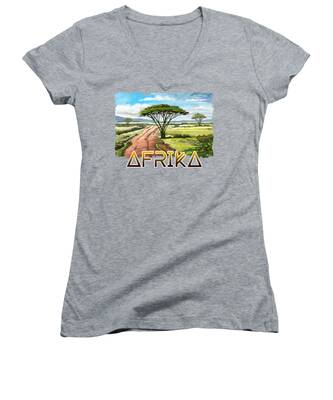 Vertical Landscape Women's V-Neck T-Shirts