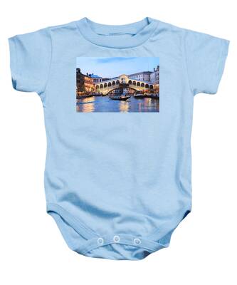 Venice Night Lights Water Reflections Baby Onesies