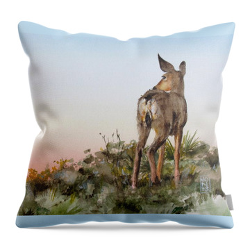 8x8 Mule Deer Throw Pillow by Shane Bechler - Pixels