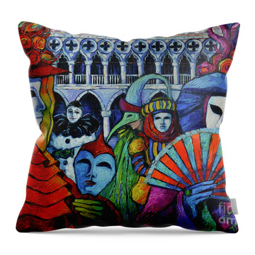 Carnival Of Venice Throw Pillows