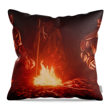 Around the Campfire - Throw Pillow Product by Matthias Zegveld