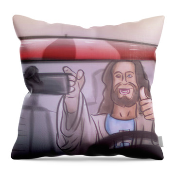 Jesus Buying a Mustang - Throw Pillow Product by Matthias Zegveld