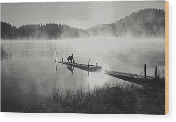 Dog In Lake Wood Prints