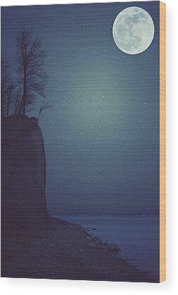 Moonlight Beach Wood Prints