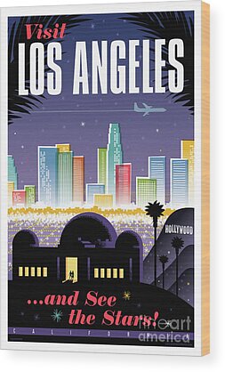 Los Angeles Skyline Wood Prints