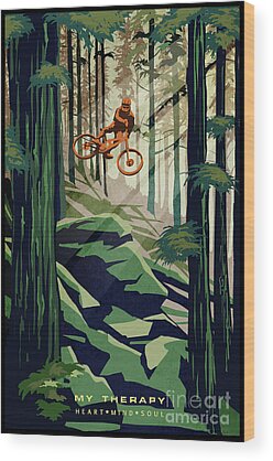 Mountain Biker Wood Prints