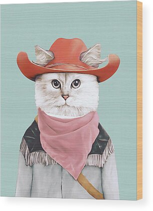 Cowboy Portrait Wood Prints