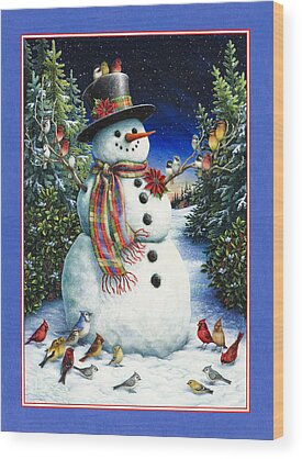 Winter Snowman Wood Prints
