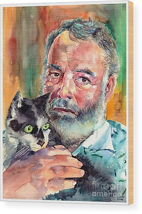 Ernest Hemingway Wood Prints
