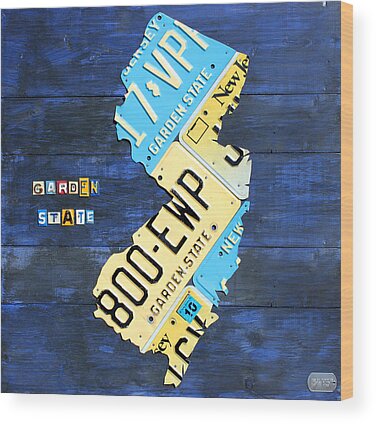 States as License Plates Wood Prints