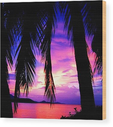 Tropical Sunset Wood Prints