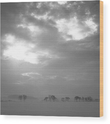 Clouds Horizon Grey Trees Minimal Wood Prints