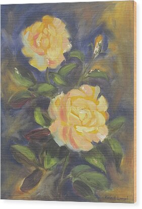 Yellow Gold Rose Painting by Karin Leonard