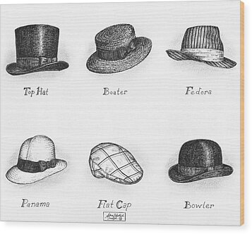 Hats Of A Gentleman Drawing by Adam Zebediah Joseph