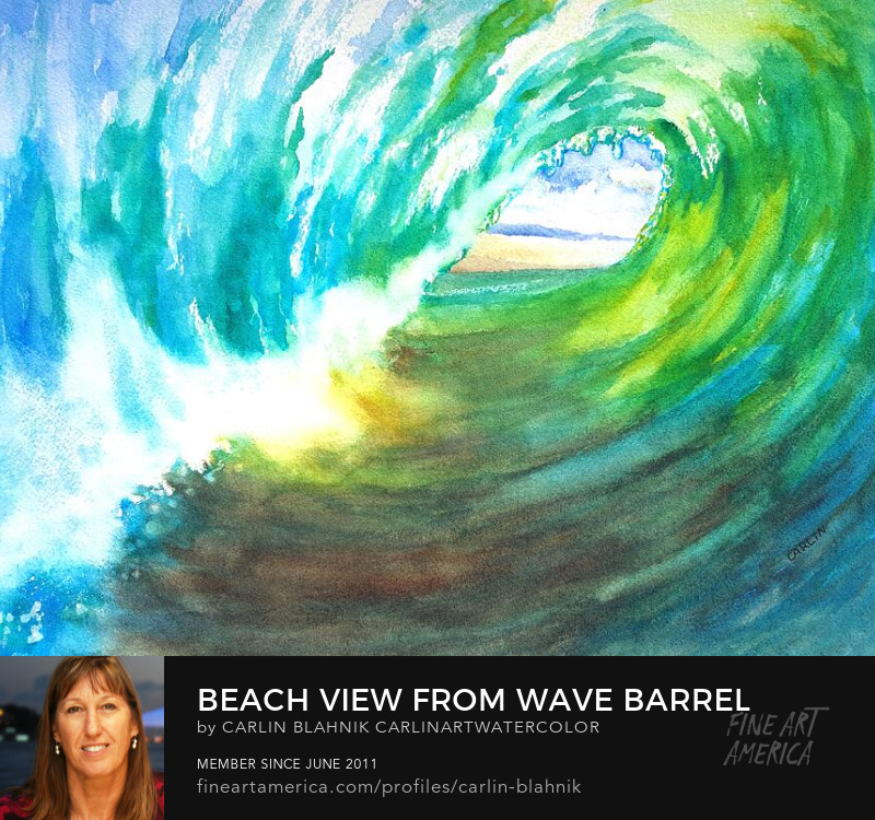 Ocean Wave Watercolor Art Prints by Carlin Blahnik