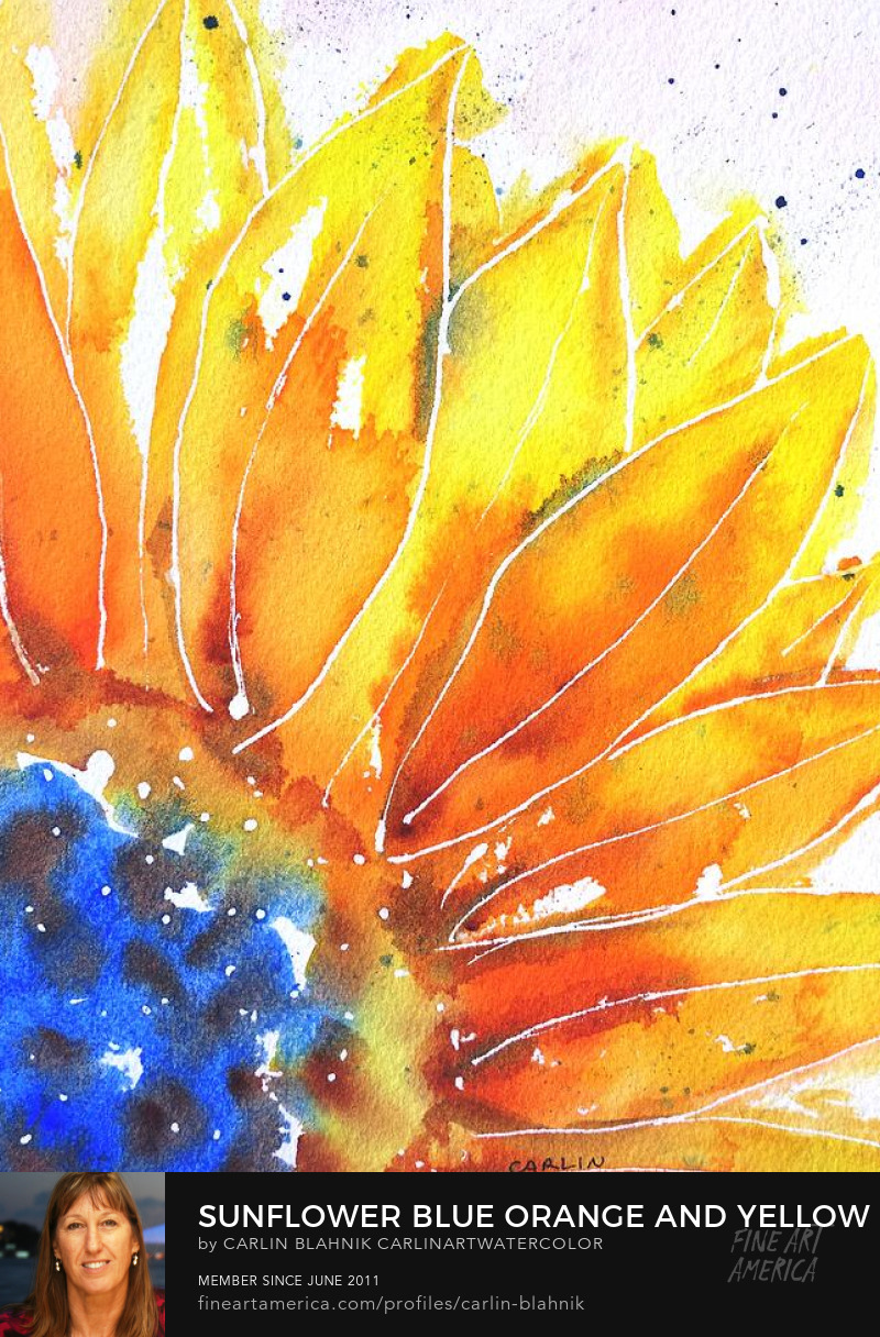 Sunflower Floral Watercolor Art Prints by Carlin Blahnik