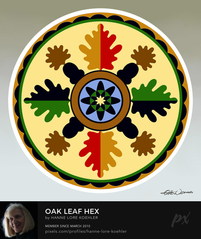 Mennonite Folk Art Oak Leaf Hex Design