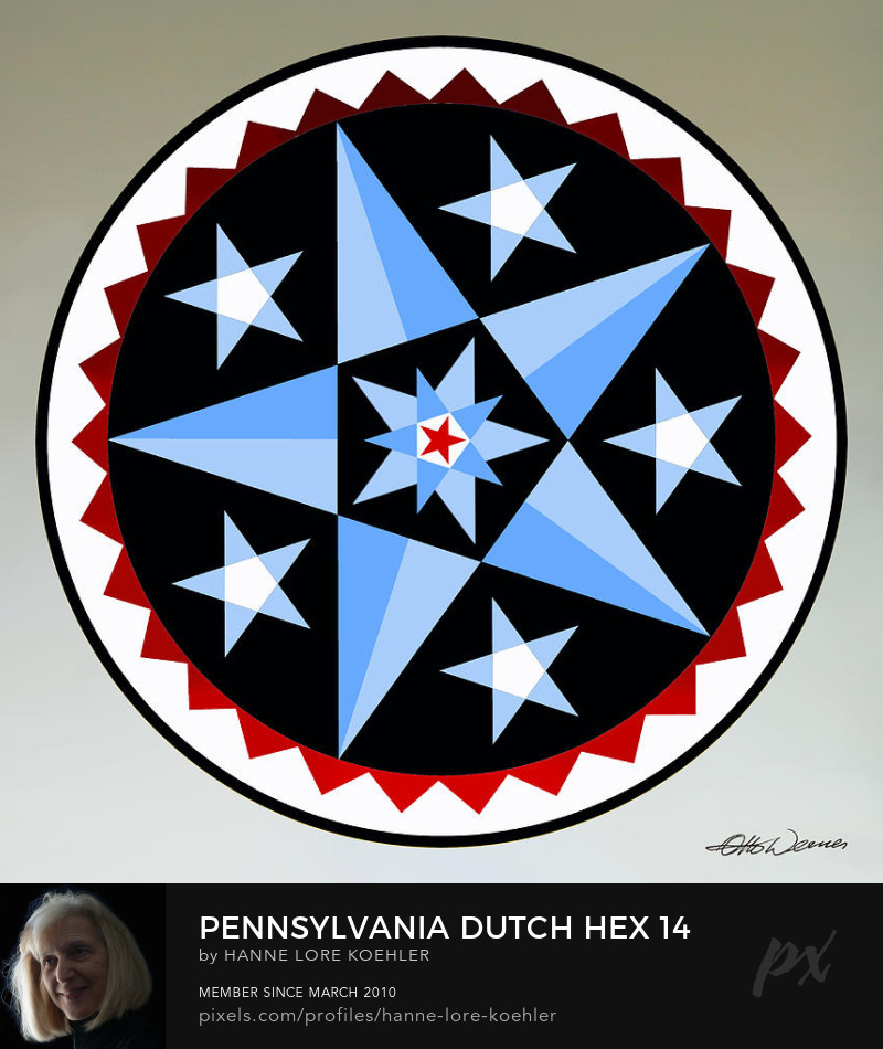 Pennsylvania Dutch Blue Star Folk Art Designer Prints