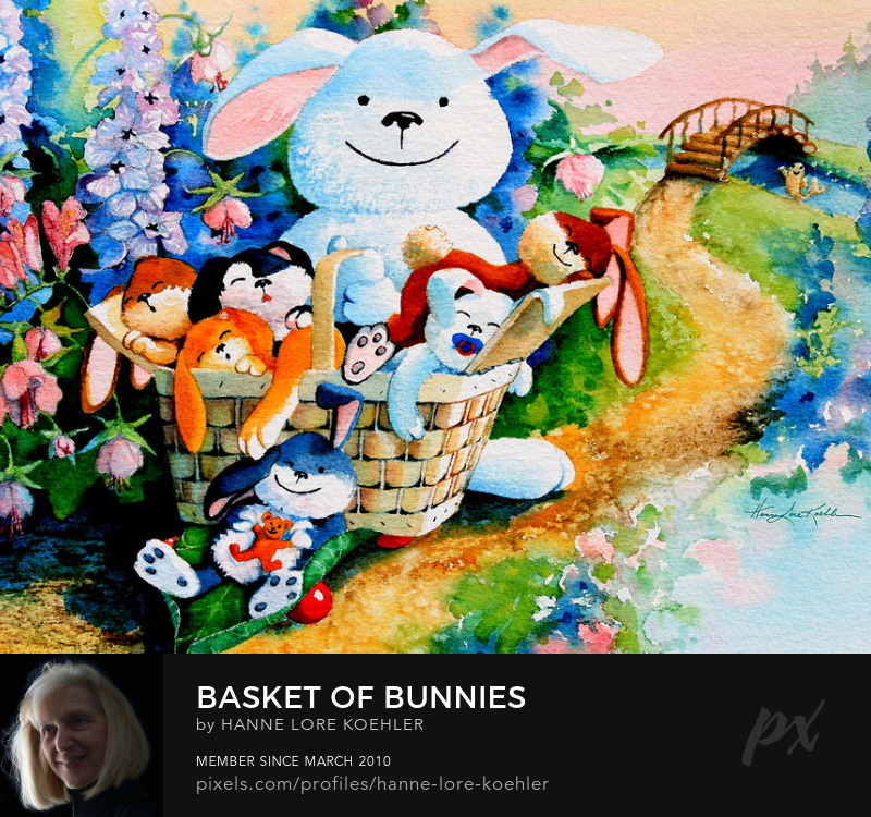 Basket Of Bunnies Painting nd Art Prints