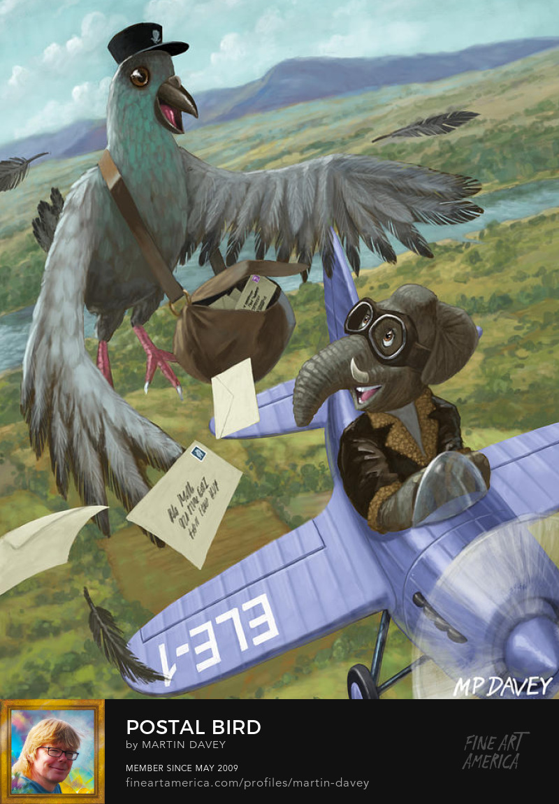 bird delivering post illustration