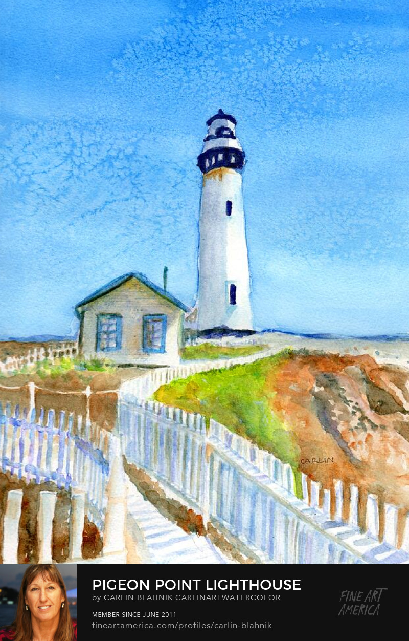 California Lighthouse Watercolor Art Prints by Carlin Blahnik