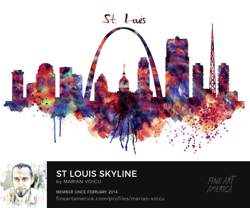 Watercolor skyline of St Louis Missouri Art for sale