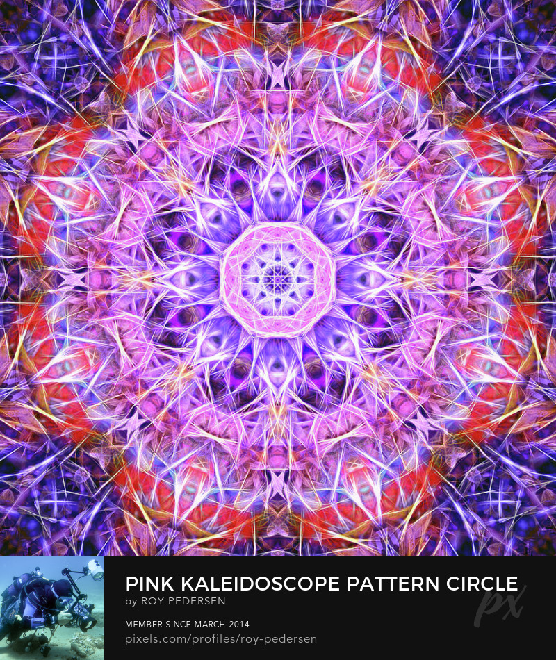 Pink Kaleidoscope pattern circle face mask