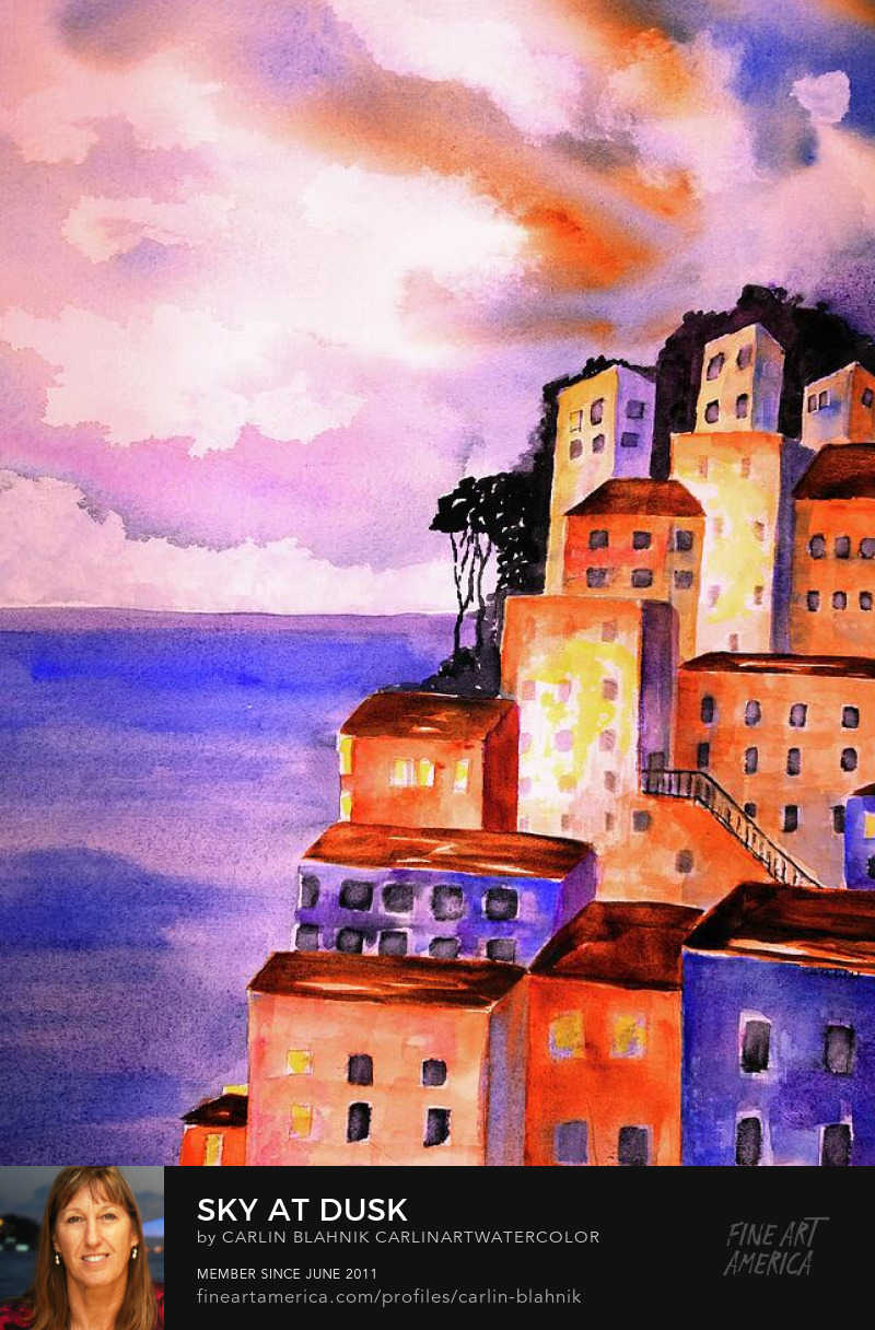 Positano Italy Watercolor Art Prints by Carlin Blahnik