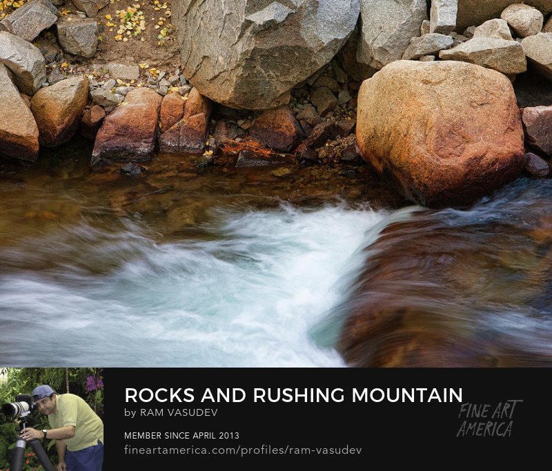 Rocks and Rushing Mountain Stream Autumn in Eastern Sierra Fine Art by Ram Vasudev