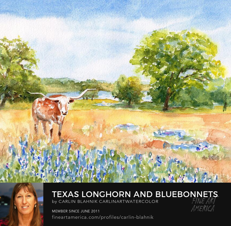 Texas Watercolor Art Prints by Carlin Blahnik