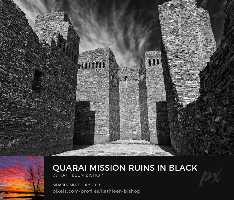 Quarai Mission Ruins in Black and White by Kathleen Bishop Photography