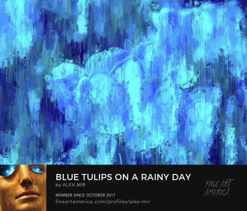 Buy Blue Tulips Abstract Art Print