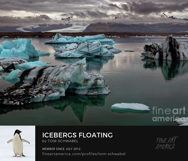 Icebergs floating in Jokulsarlon Lagoon in Iceland by Tom Schwabel