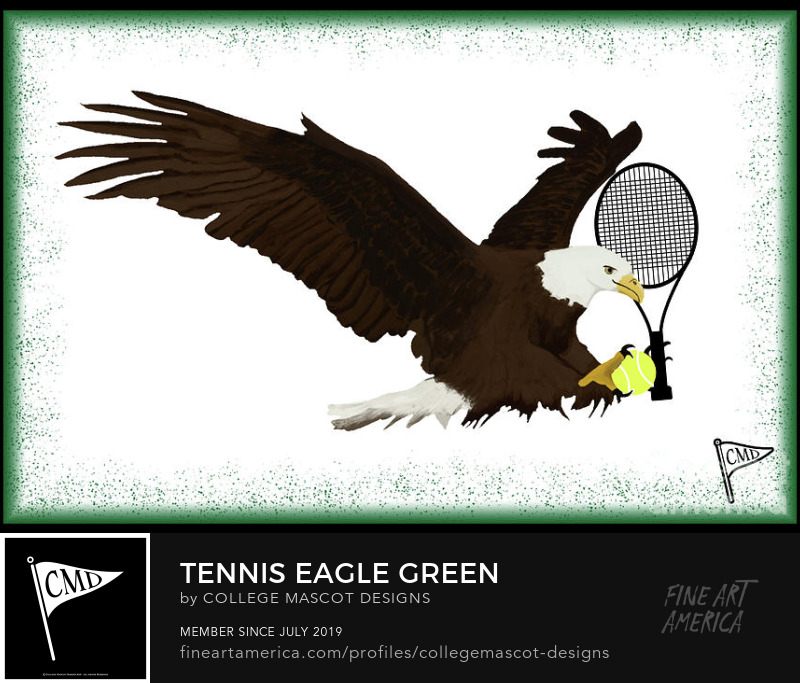 Green Tennis Eagle by College Mascot Designs