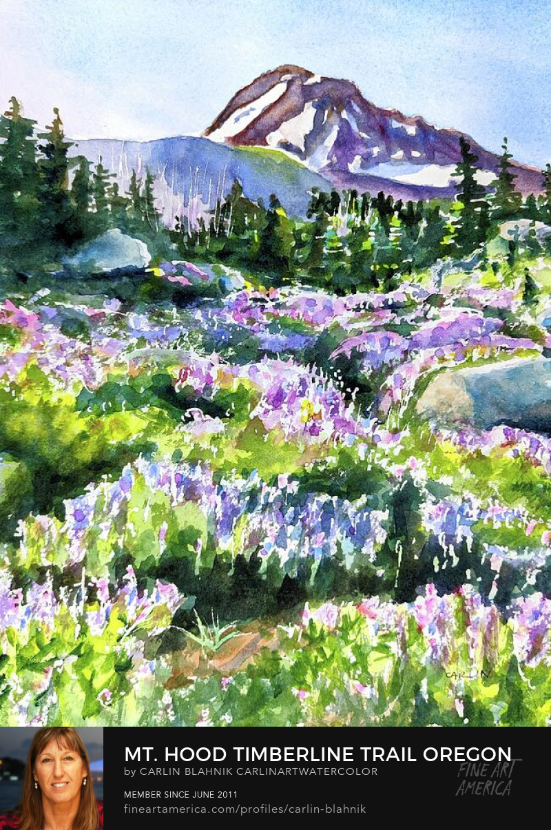Oregon Mount Hood Watercolor Painting Print by Carlin Blahnik