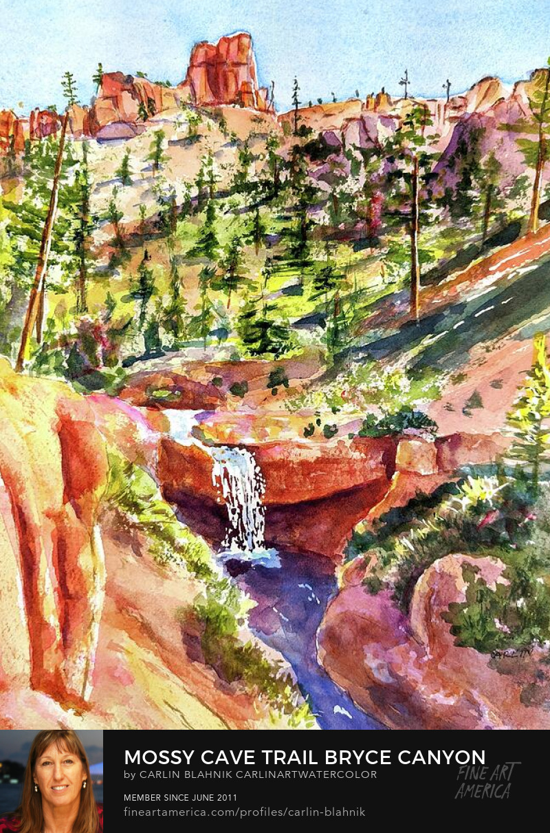 Bryce Canyon Watercolor Painting Print by Carlin Blahnik