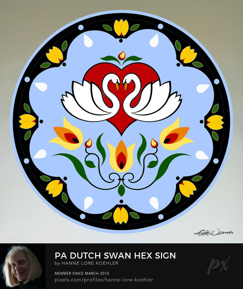 Pennsylvania Dutch Mennonite Swan Hex Folk Art Prints