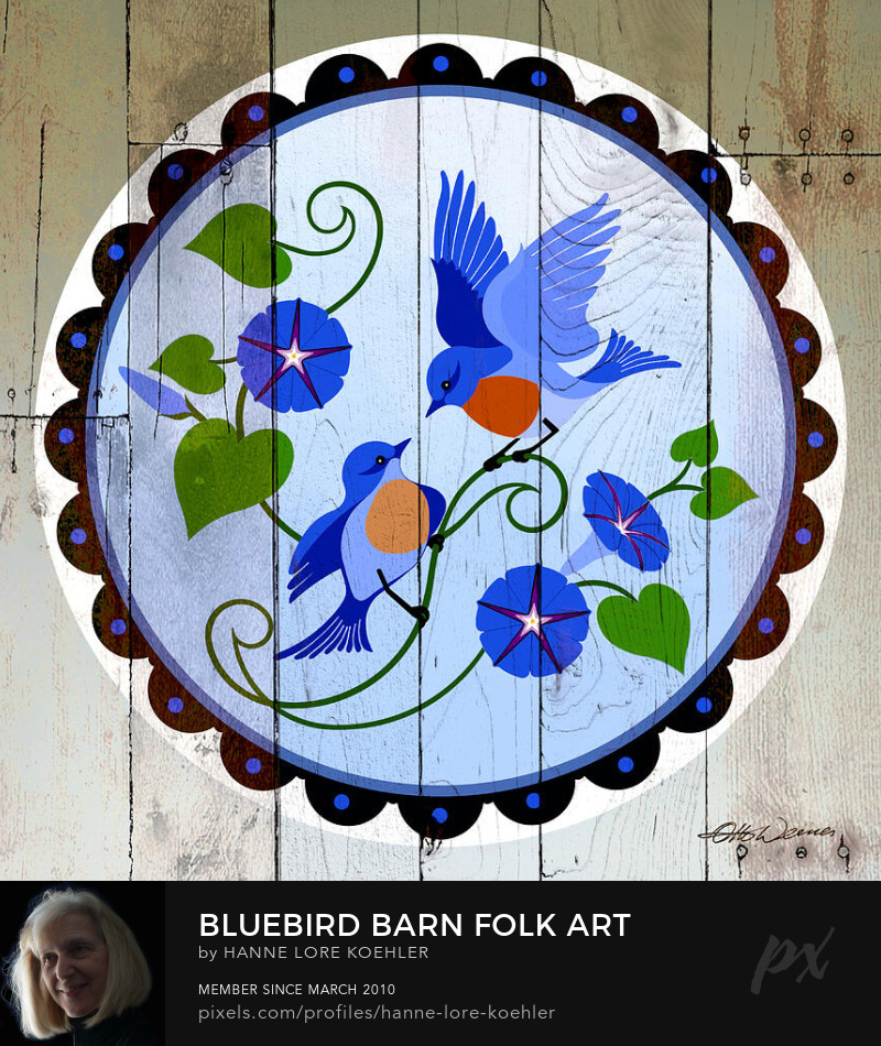 Pennsylvania Dutch Bluebird Distelfink Barn Hex Folk Art Prints
