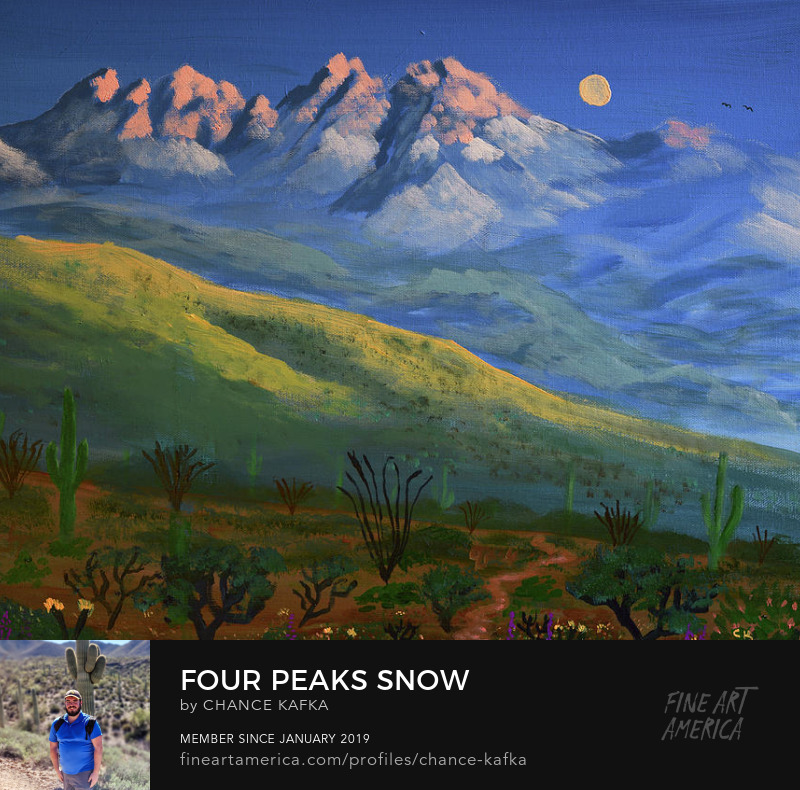Four Peaks Snow Arizona Painting Art Prints and Wall Decor