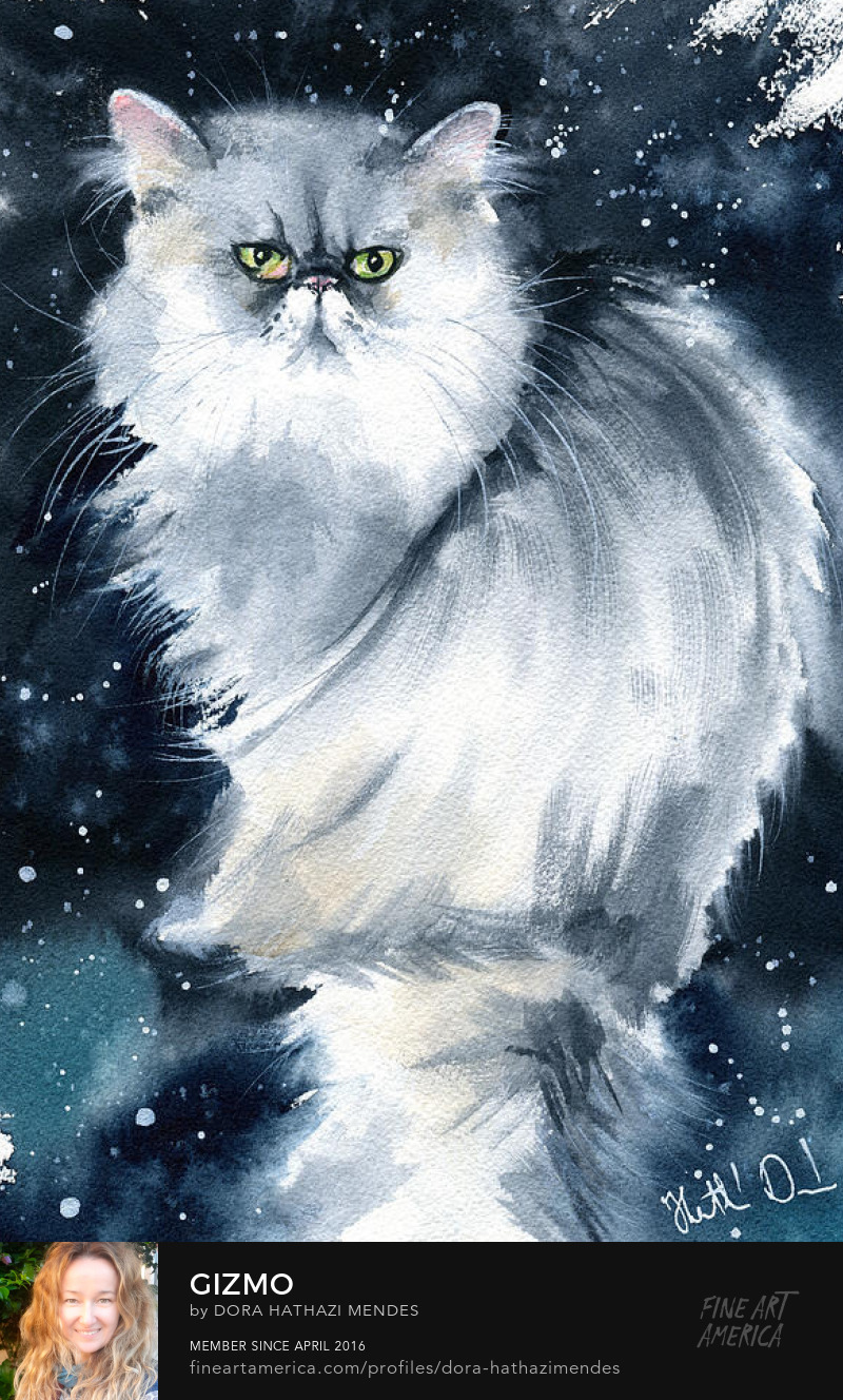 Fluffy Persian cat painting by Dora Hathazi Mendes Cats of Karavella Atelier Art Prints