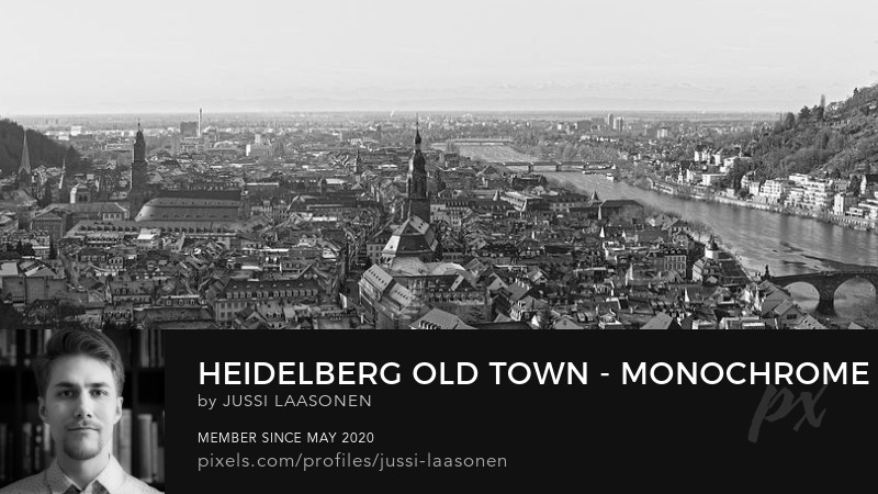 black and white panoramic view of Heidelberg old town