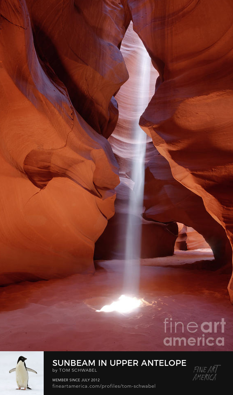 Sunbeam in Upper Antelope Canyon Near Page Arizona