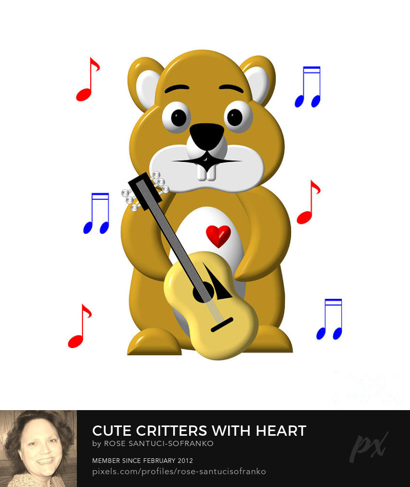 Cute Critters With Heart Groundhog And Guitar