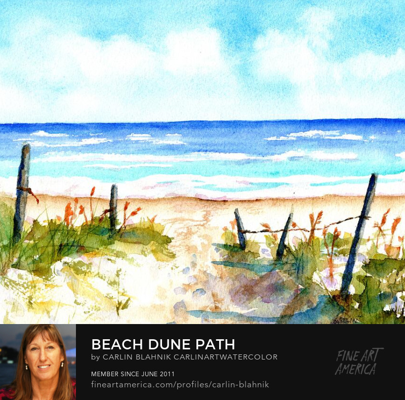 Beach Path Watercolor Painting Print by Carlin Blahnik