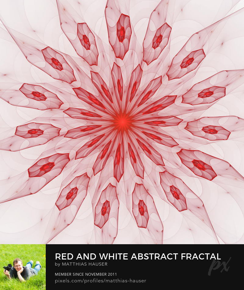 Fractal Mandala Red and White Art Print