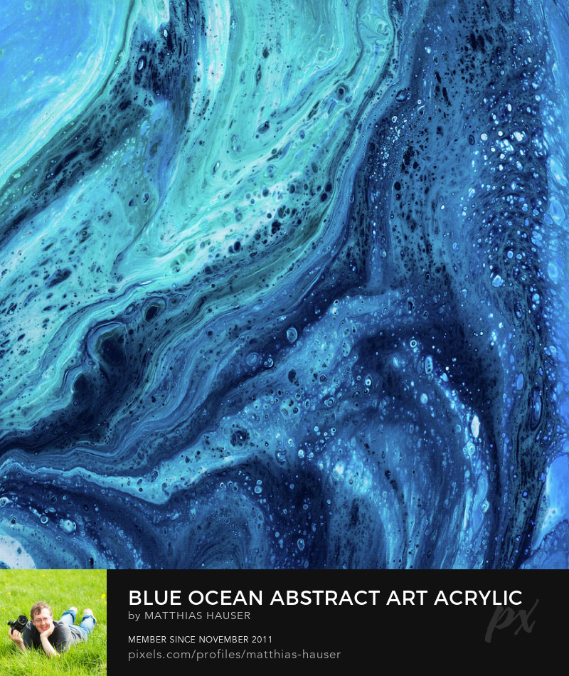 Blue Ocean Acrylic Pouring Art Print