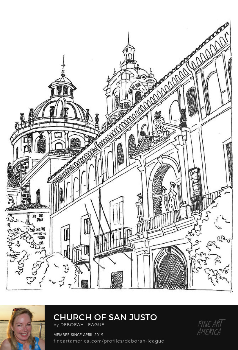 Pen & Ink Church of San Justo by Deborah League