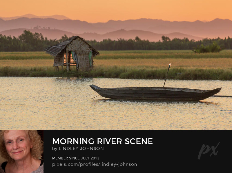 Morning River Scene golden sunrise photograph by Lindley Johnson