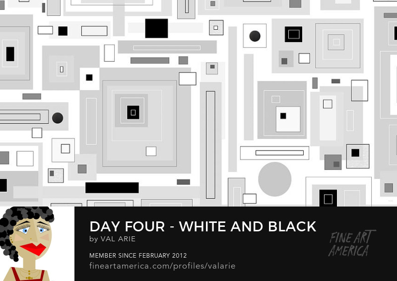 Day Four - White and Black Geometric Abstract by Val Arie