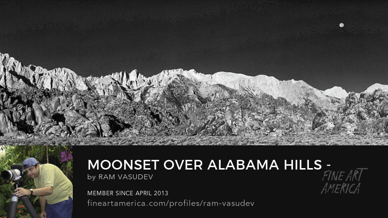Moonset over Alabama Hills Monochrome Fine Art by Ram Vasudev